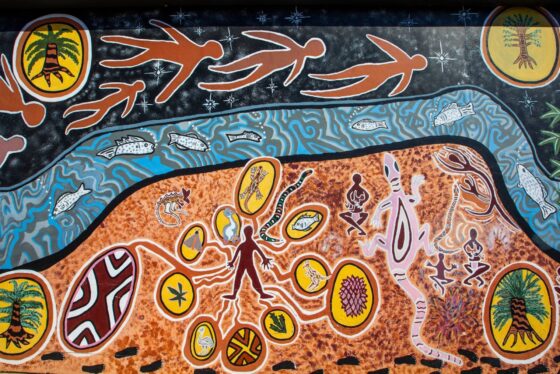Aboriginal artwork painted in Macquarie Regional Library
