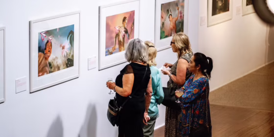 Admiring artworks at Geraldton Regional Art Gallery. Image credit: Geraldton Regional Art Gallery.
